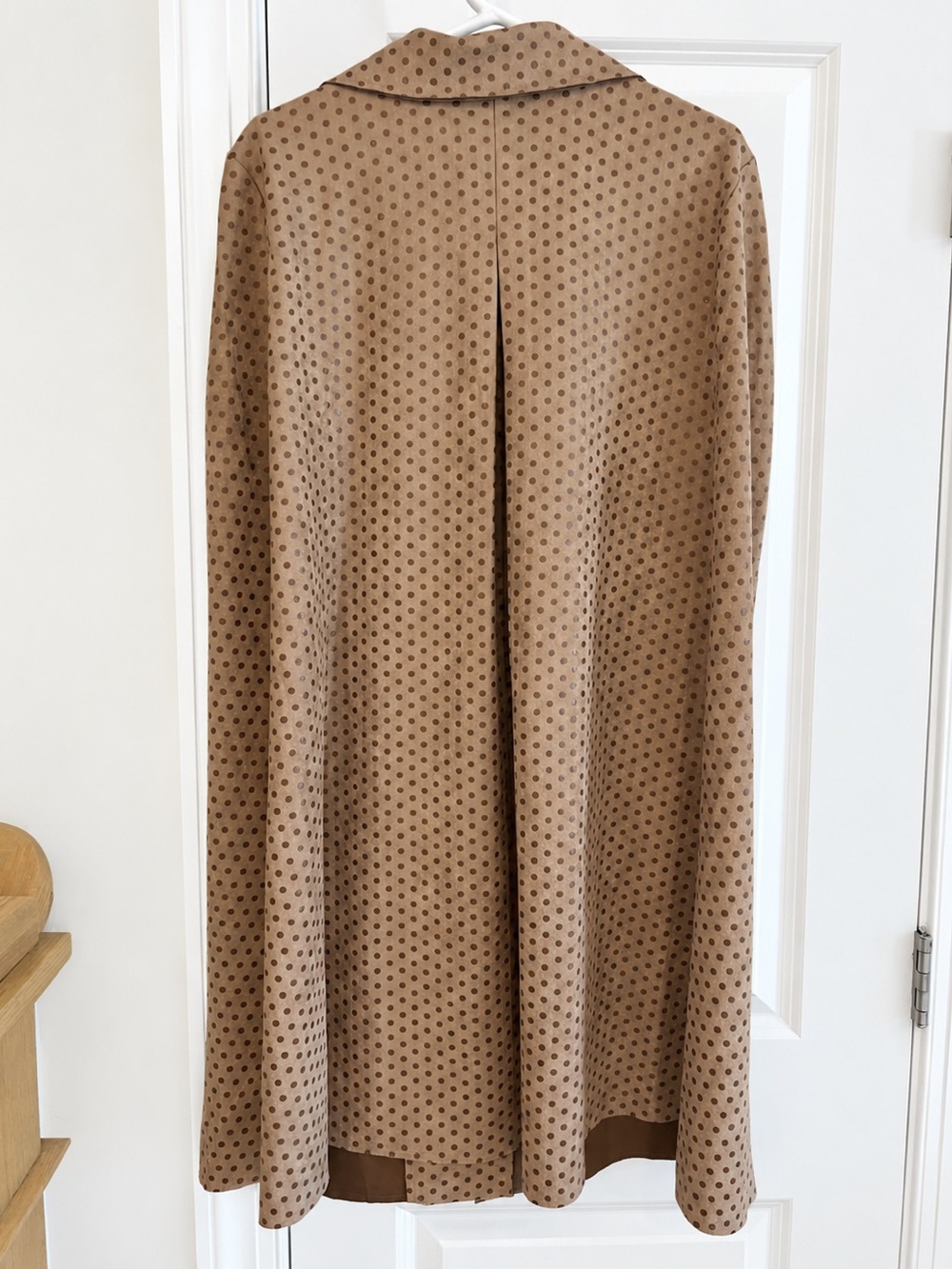 Anthropologie Monarc Gina Sueded Longline Jacket Brown Polka Dot Mod Coat L - Picture 4 of 6